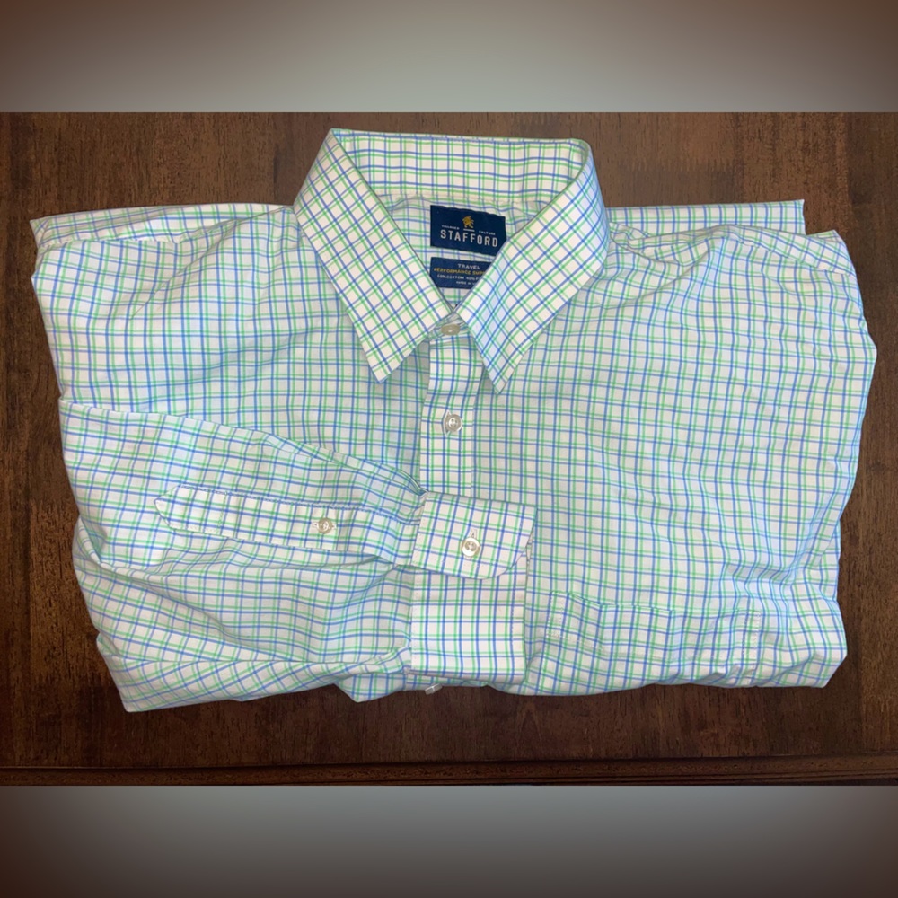 Stafford Button Front Dress Shirt Sz: 19 (34-35) Long-sleeve.